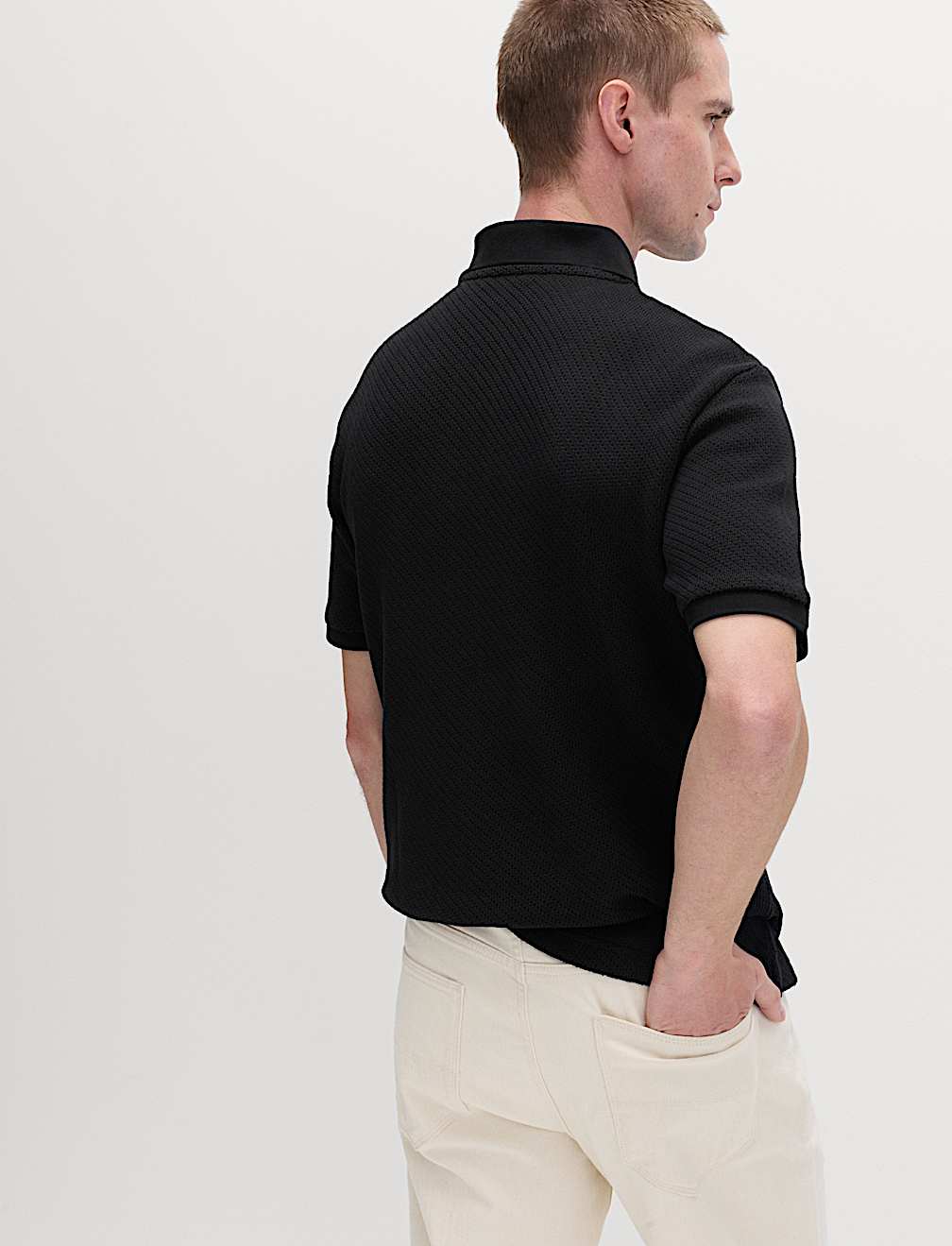 Cotton Rich Textured Knitted Polo Shirt