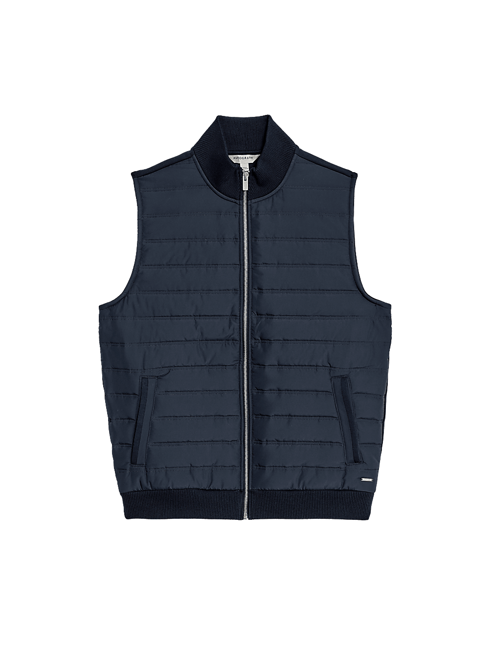 Cotton Blend Zip Up Gilet