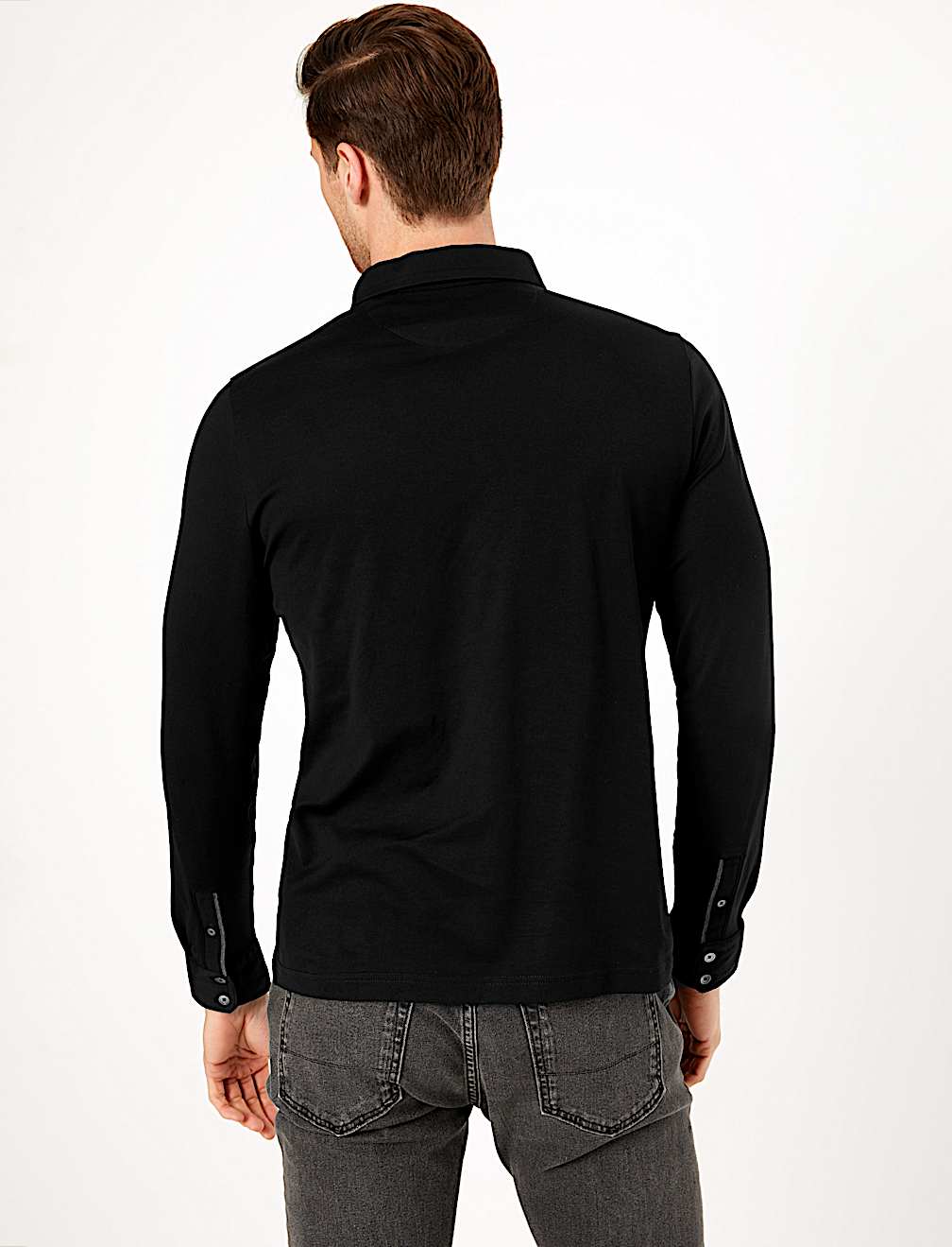 Premium Cotton Long Sleeve Polo Shirt