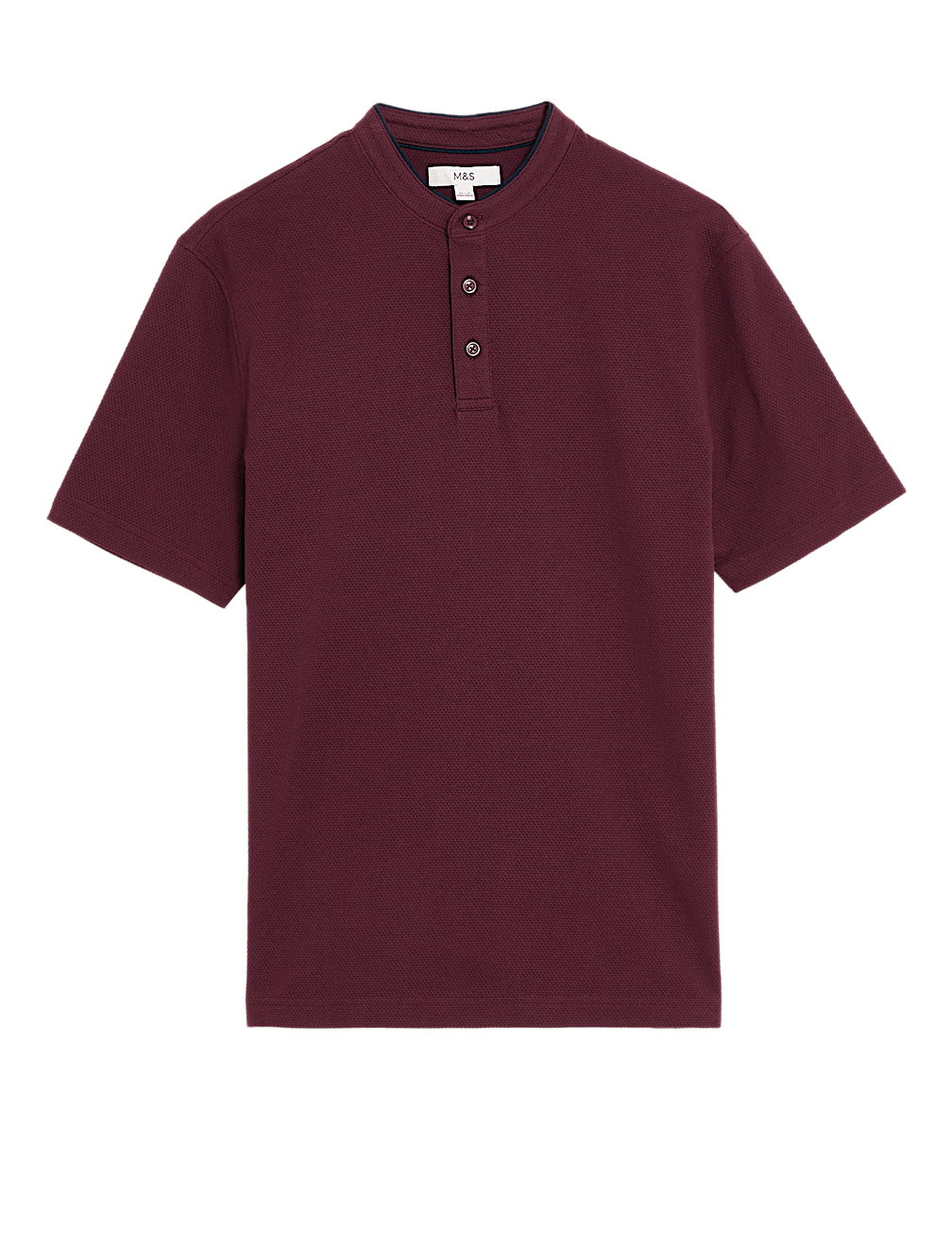 Cotton Rich Grandad Collar Polo Shirt
