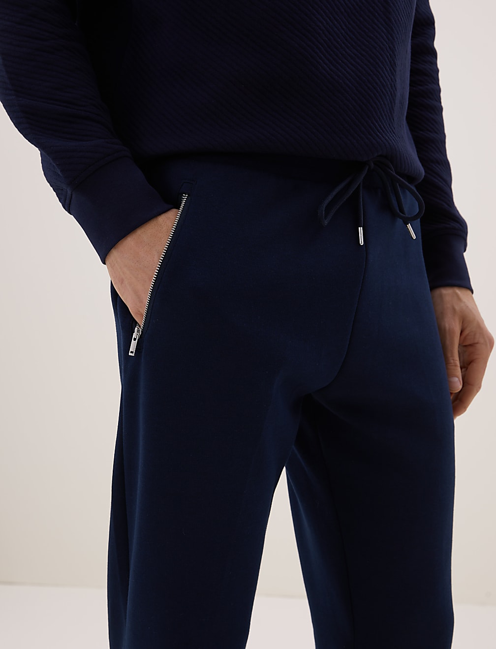 Cotton Blend Zip Pocket Joggers