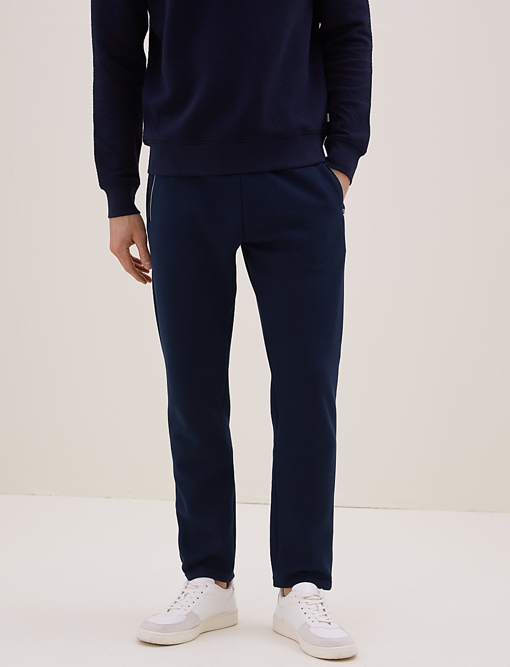 Cotton Blend Zip Pocket Joggers