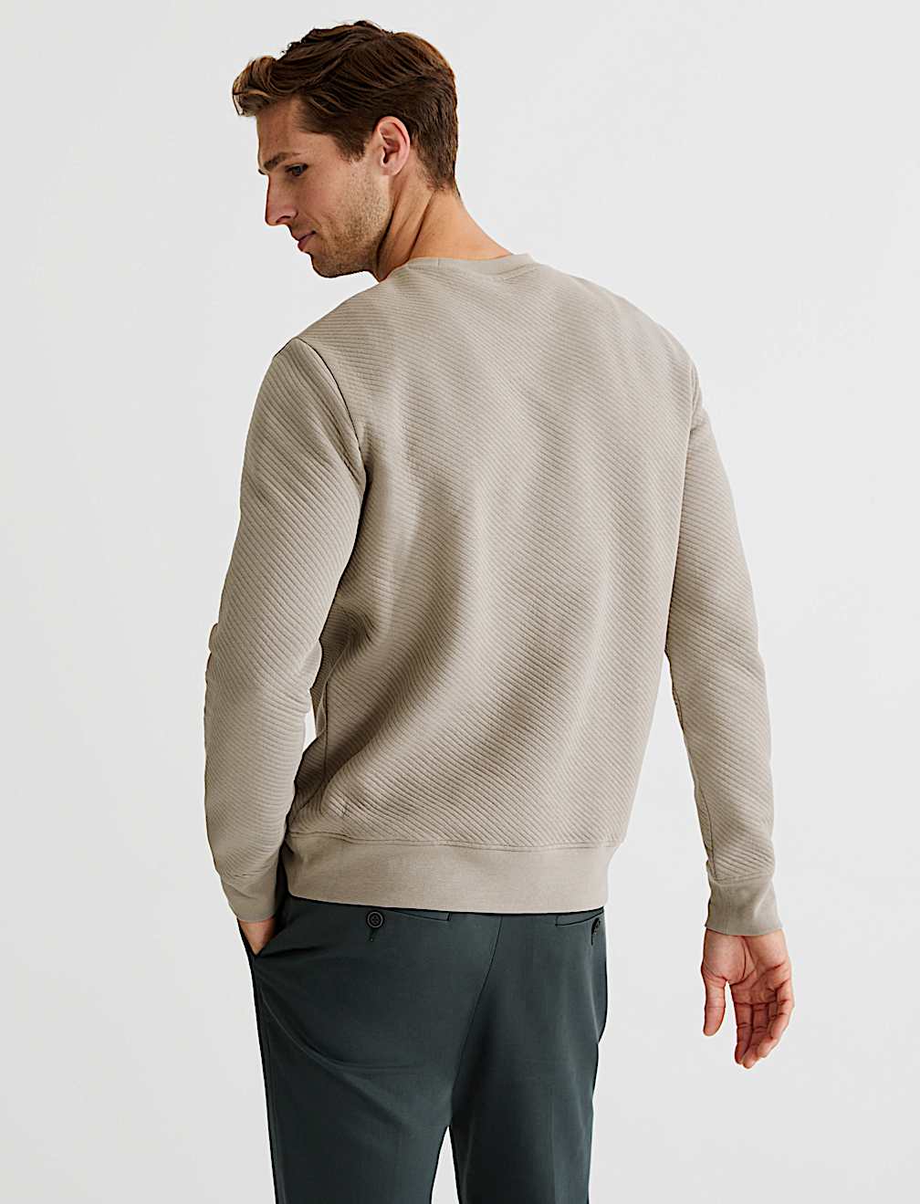 Cotton Textured Crewneck Sweatshirt