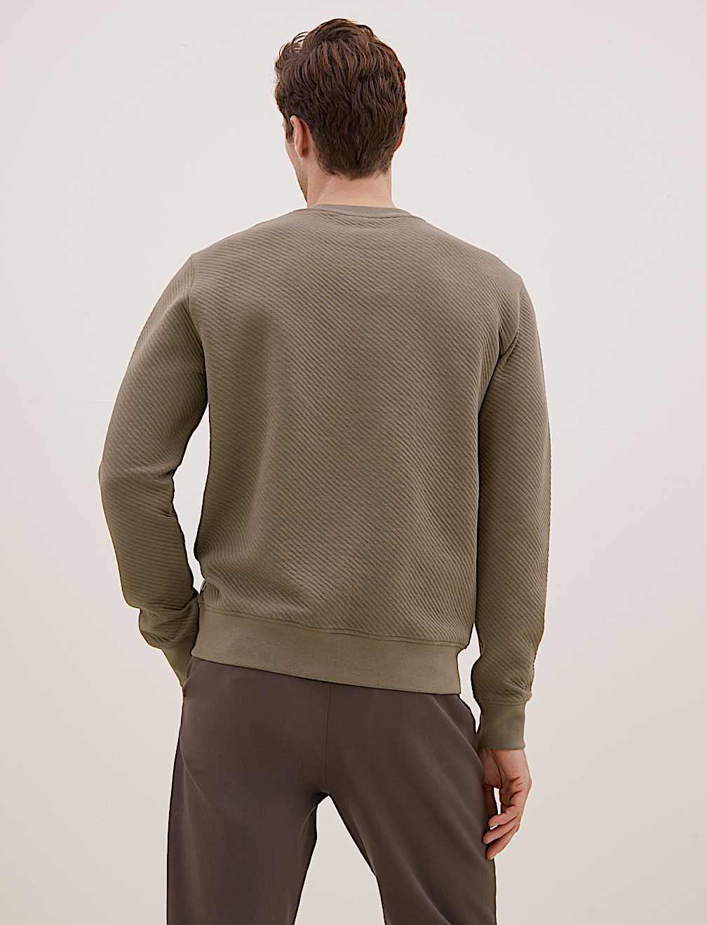 Cotton Textured Crewneck Sweatshirt
