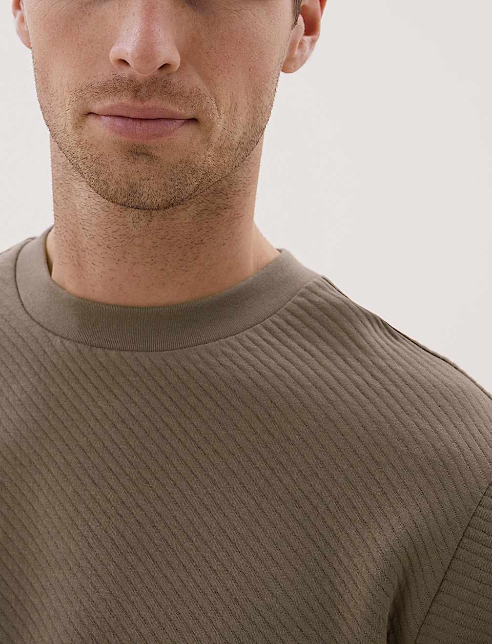 Cotton Textured Crewneck Sweatshirt