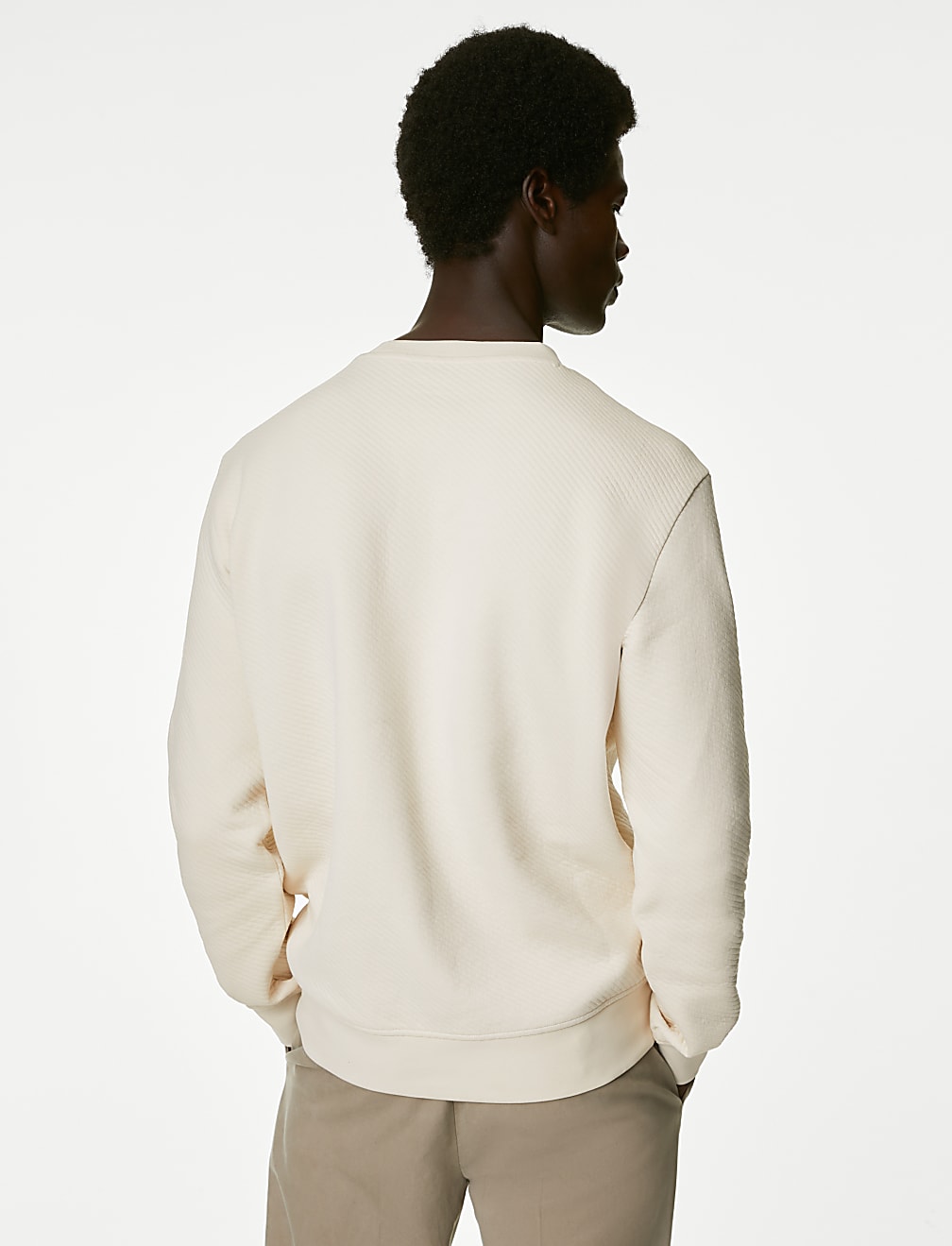 Cotton Textured Crewneck Sweatshirt