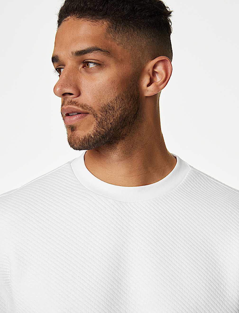 Cotton Textured Crewneck Sweatshirt