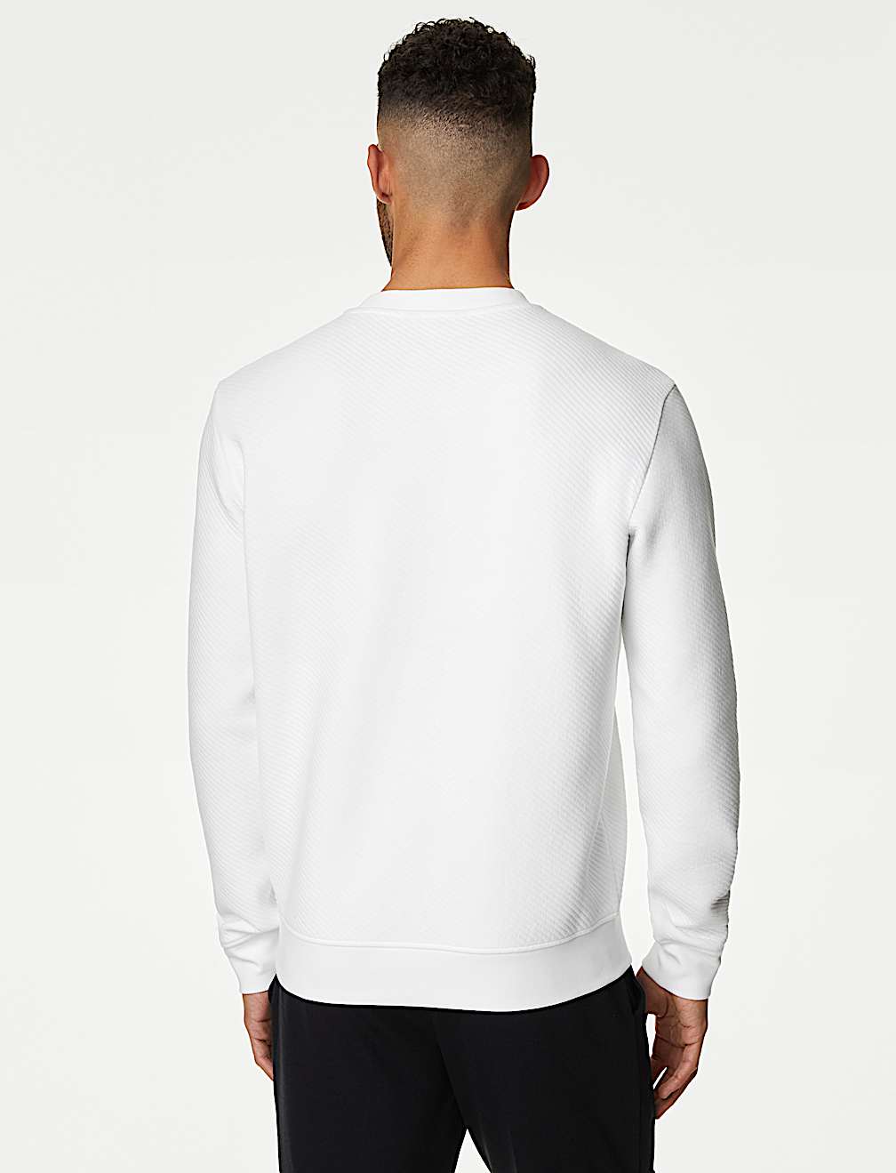 Cotton Textured Crewneck Sweatshirt