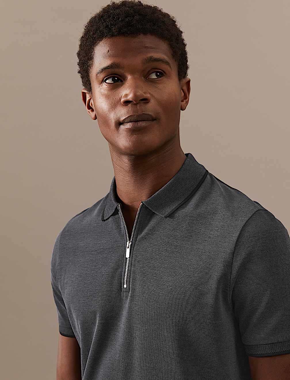 Pure Cotton Half Zip Polo Shirt