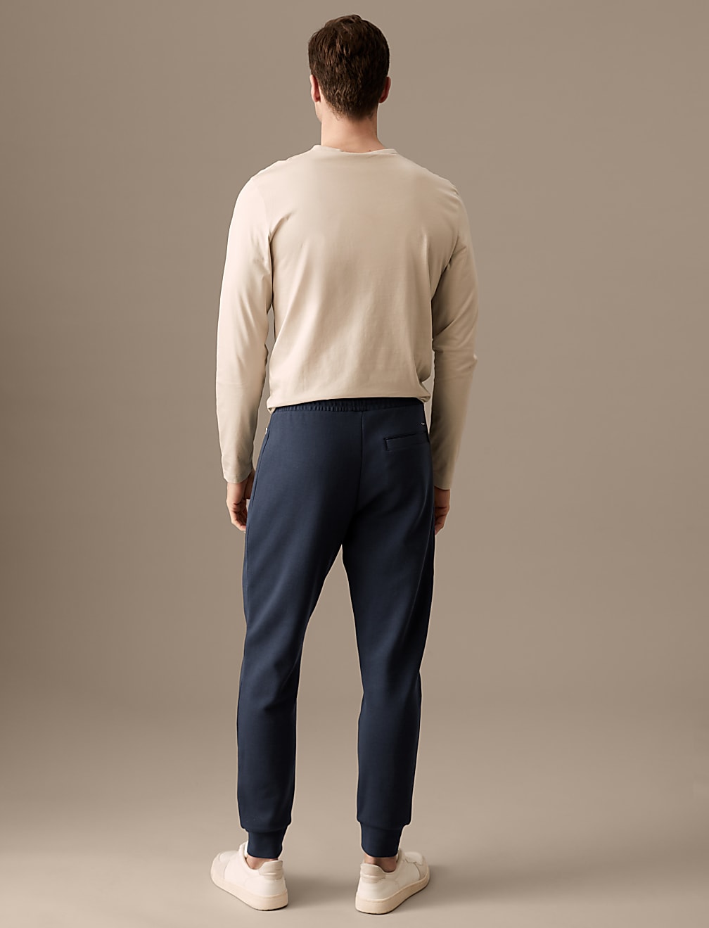 Cuffed Cotton Blend Zip Pocket Joggers