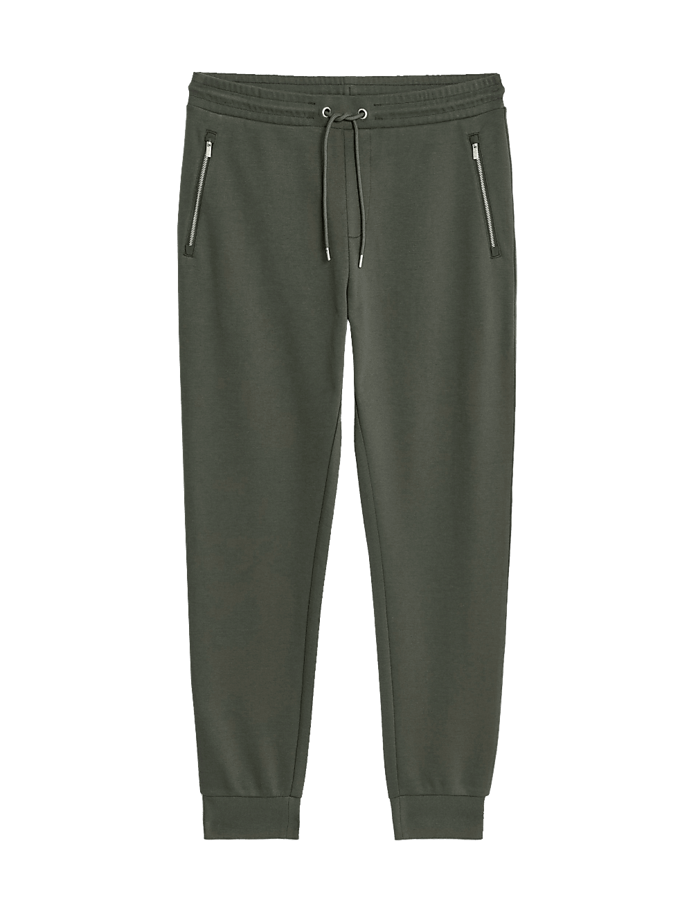 Cuffed Cotton Blend Zip Pocket Joggers
