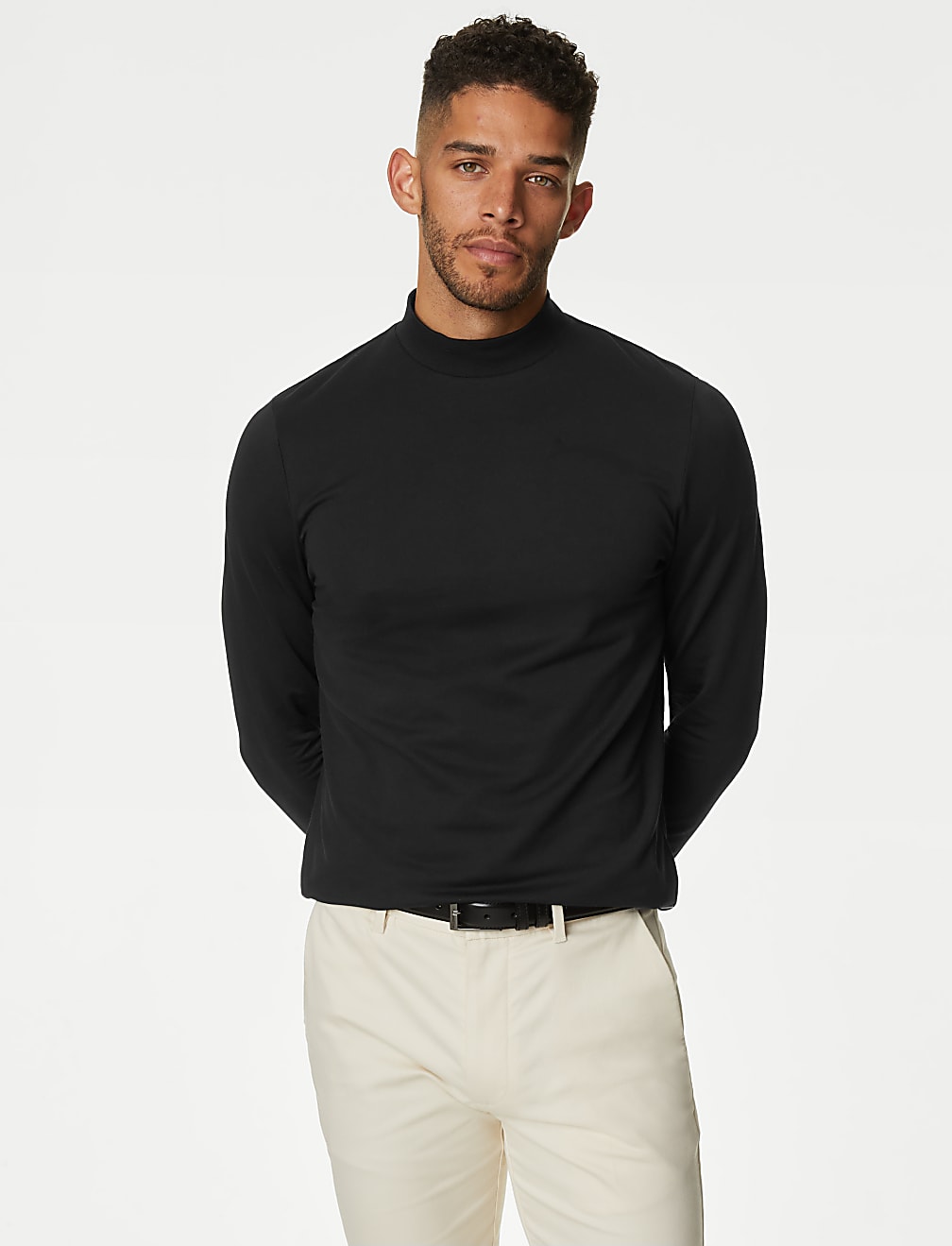 Cotton Rich Funnel Neck T-Shirt
