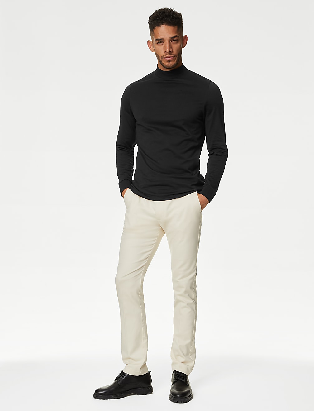 Cotton Rich Funnel Neck T-Shirt