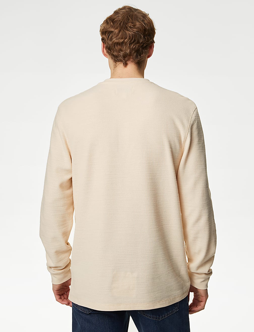 Cotton Blend Textured Henley T-Shirt