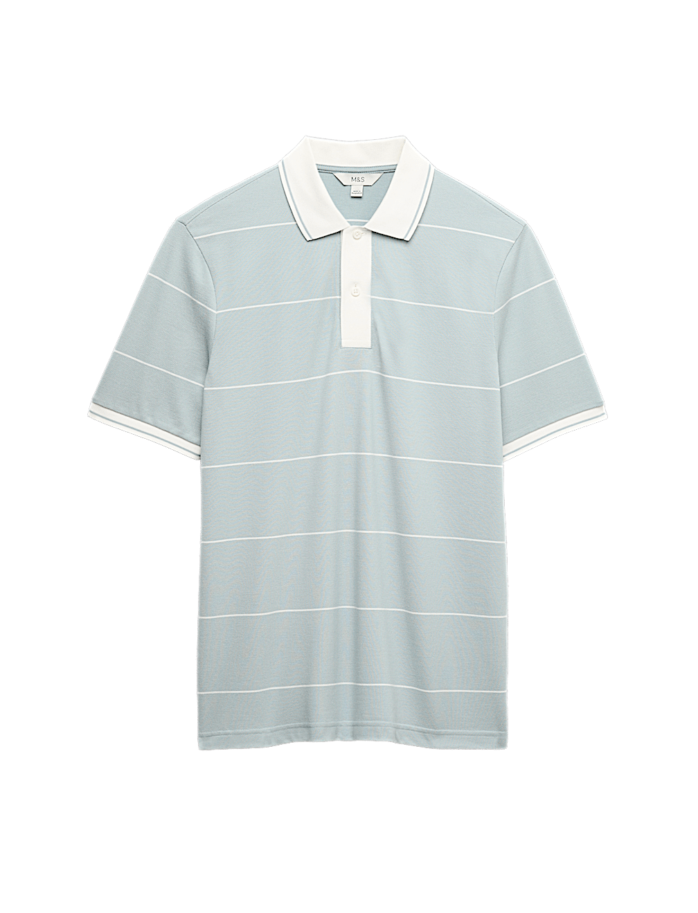 Pure Cotton Pique Striped Polo Shirt