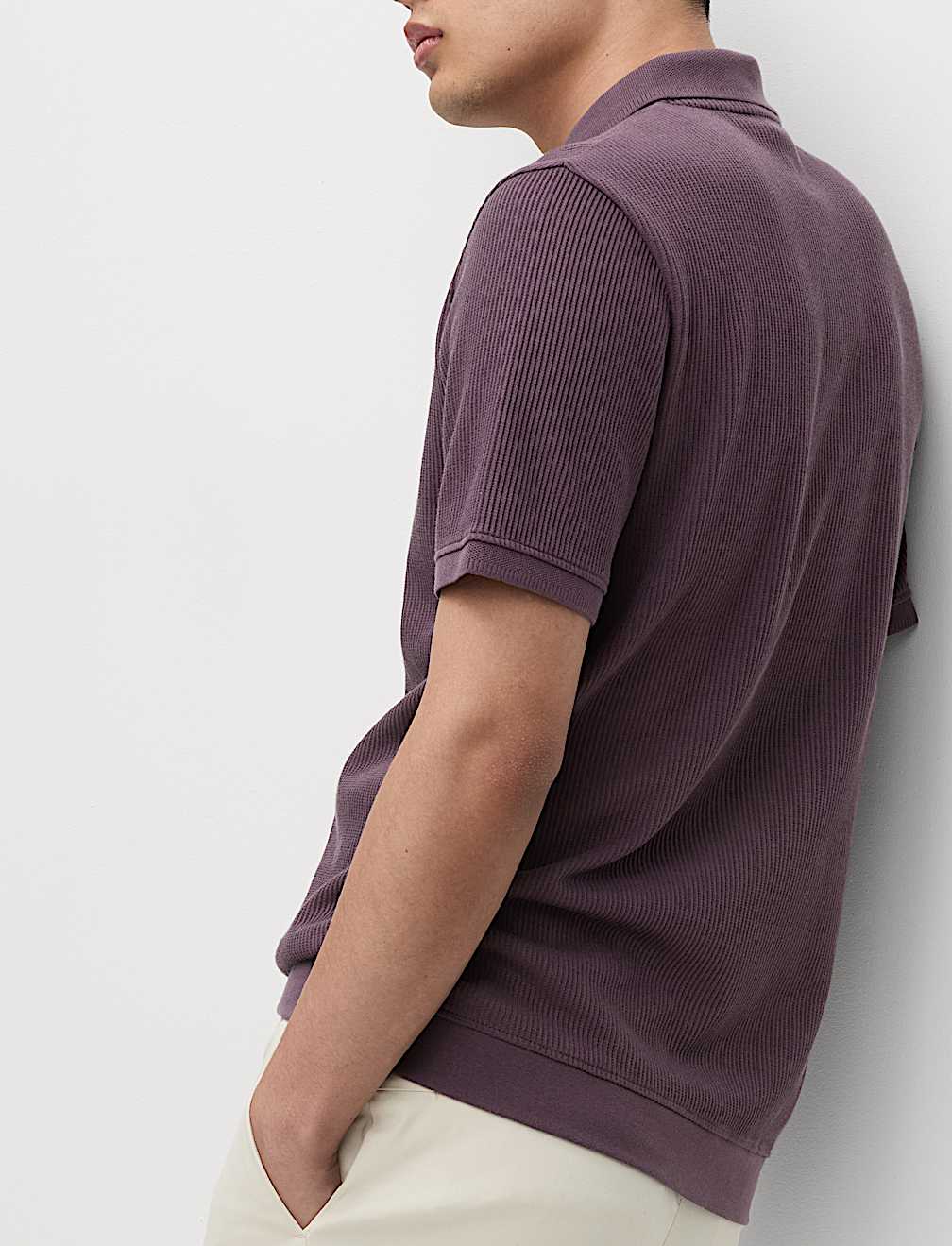 Pure Cotton Textured Polo Shirt