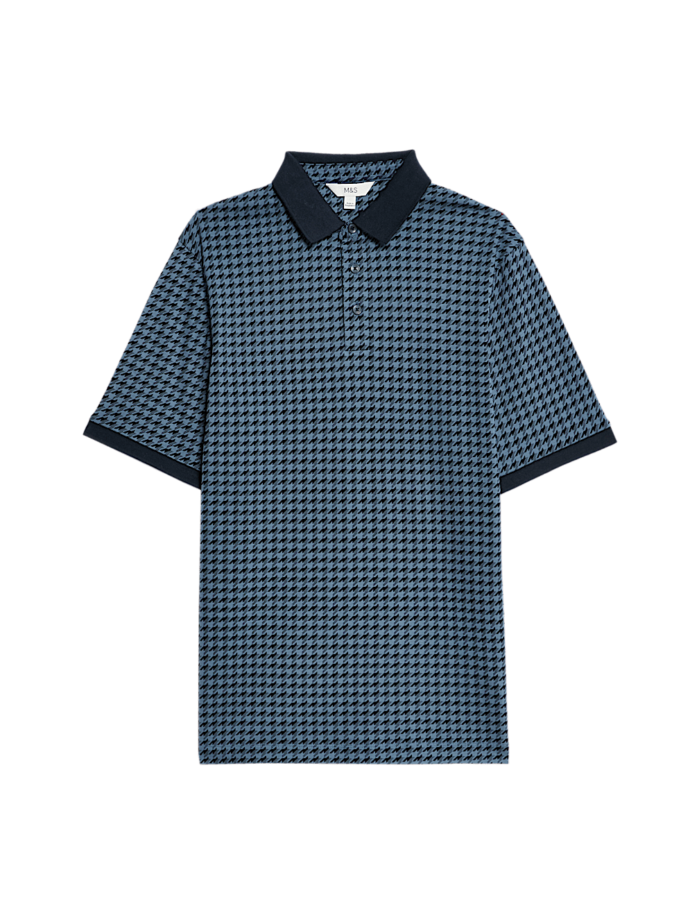Pure Cotton Houndstooth Print Polo Shirt