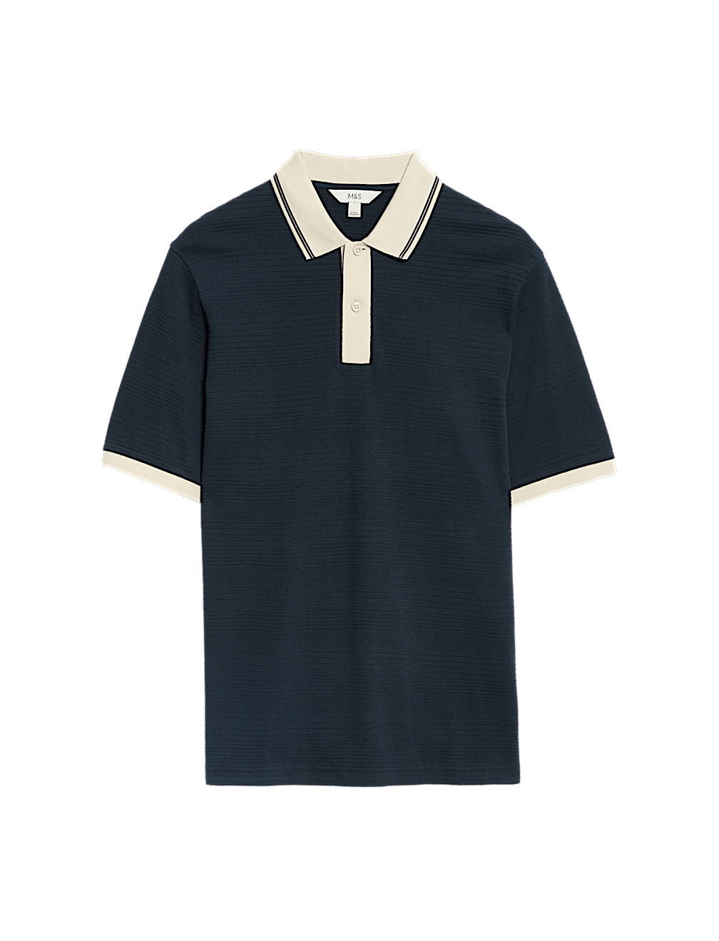 Pure Cotton Textured Tipped Polo Shirt