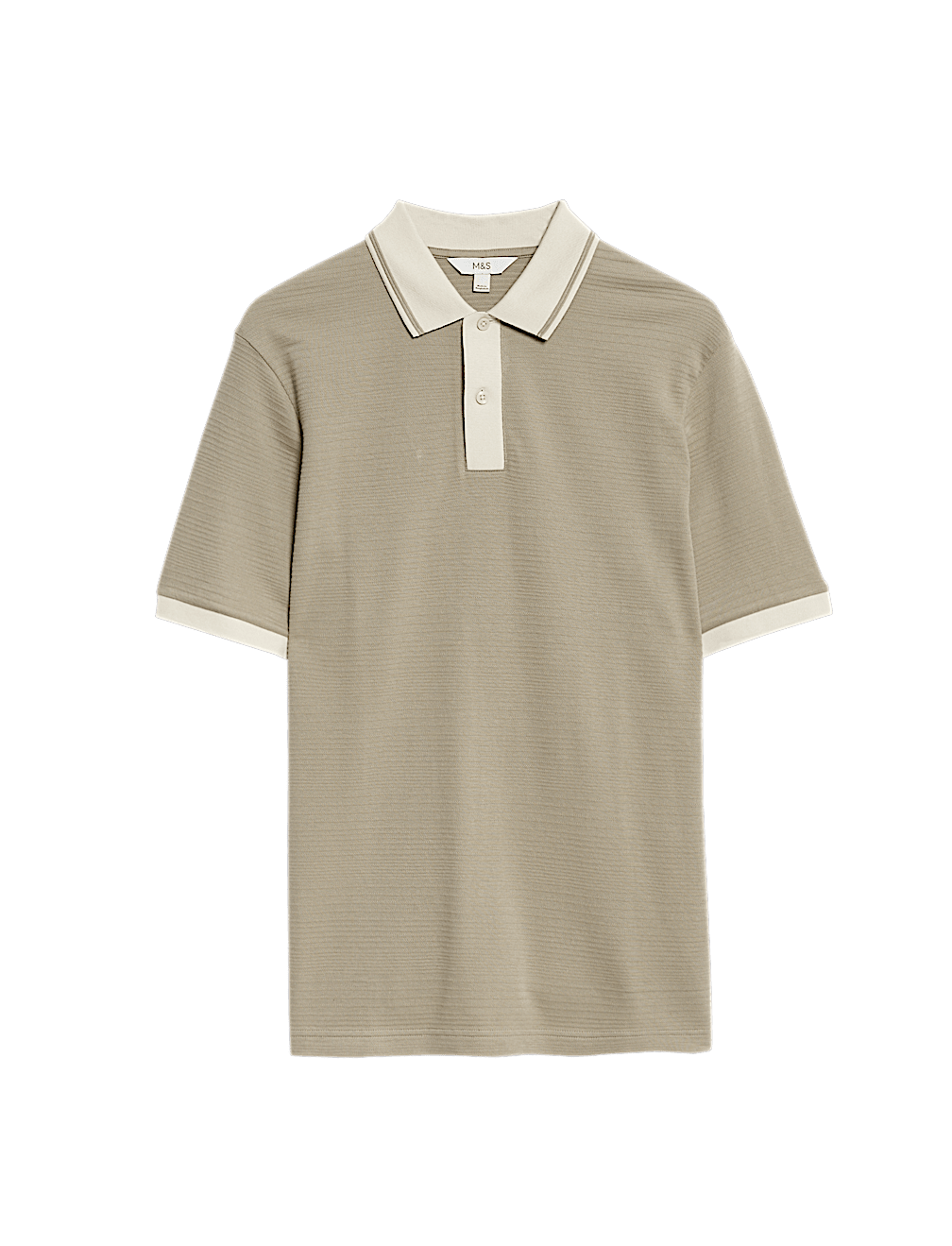 Pure Cotton Textured Tipped Polo Shirt