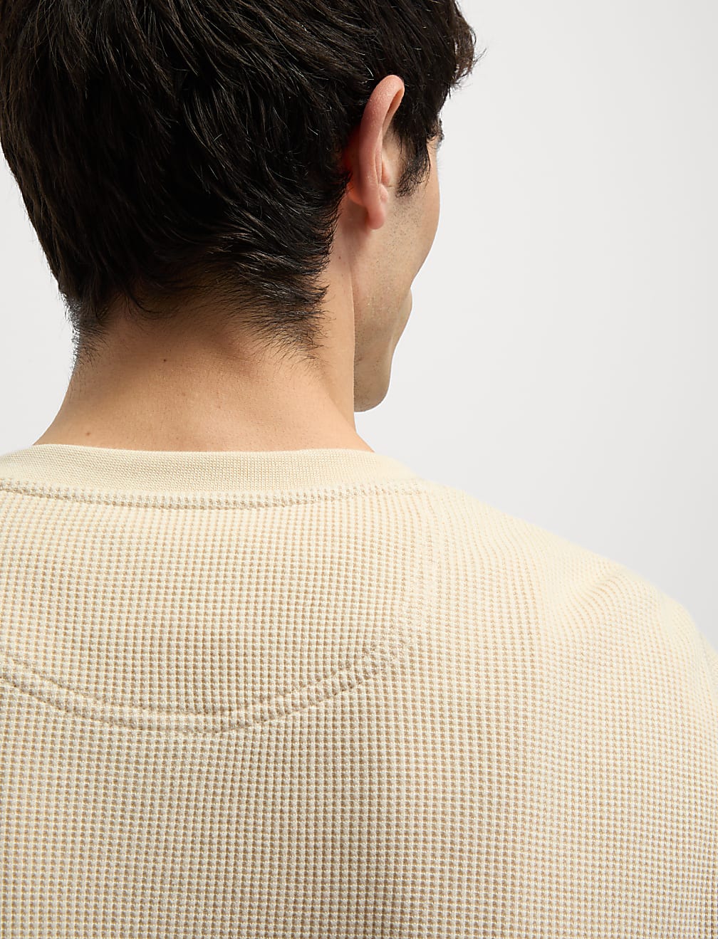 Pure Cotton Henley Waffle Long Sleeve Top