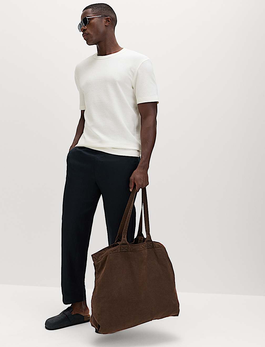 Relaxed Fit Cotton Blend Textured T-Shirt