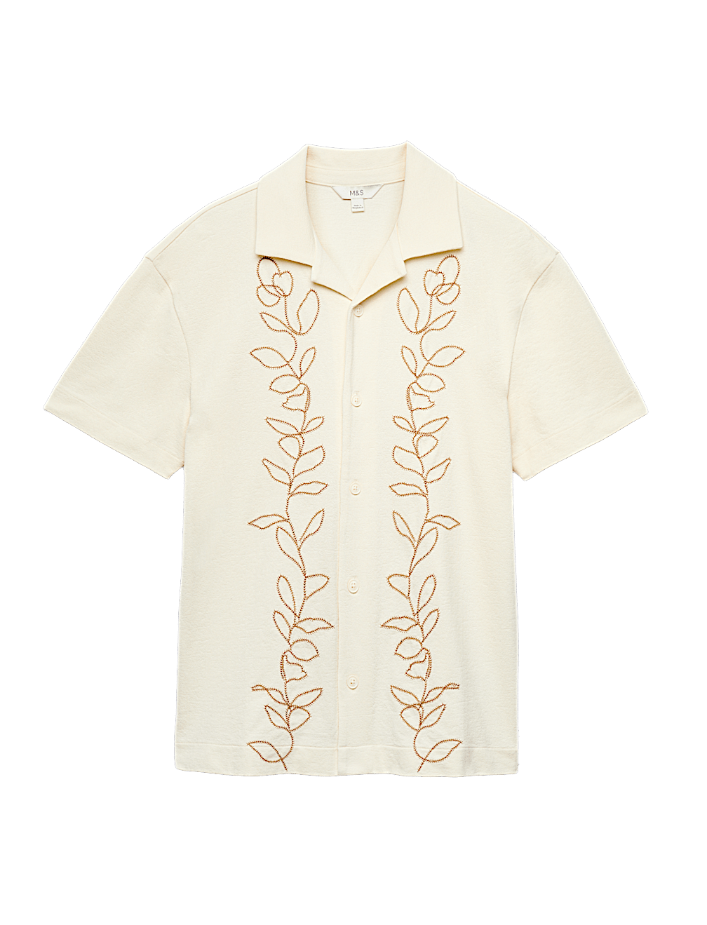 Pure Cotton Embroidered Short Sleeve Shirt