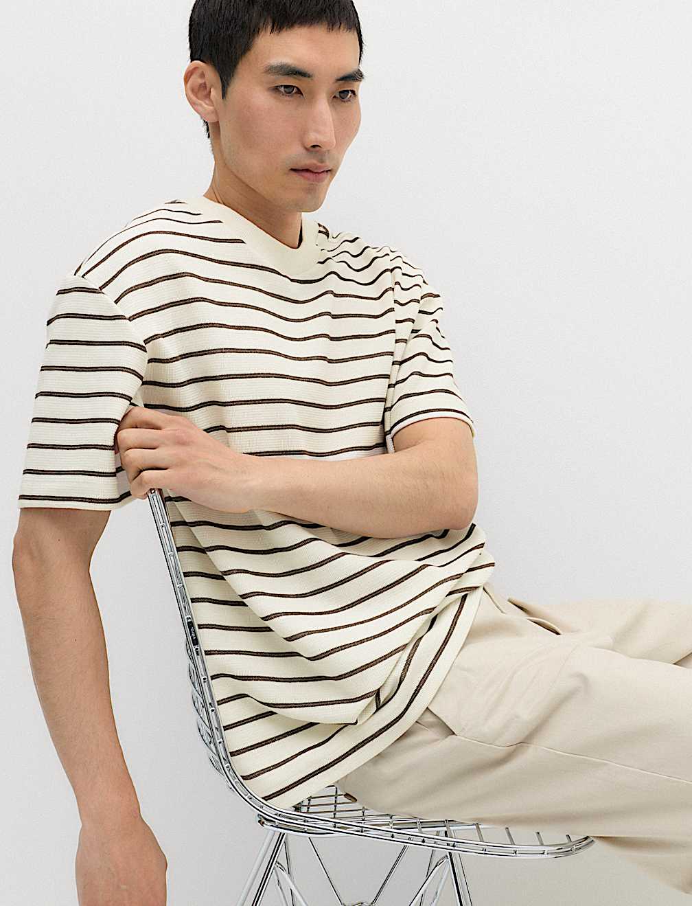 Cotton Rich Textured Breton T-Shirt