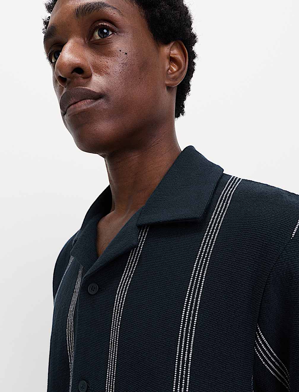 Pure Cotton Striped Revere Polo Shirt