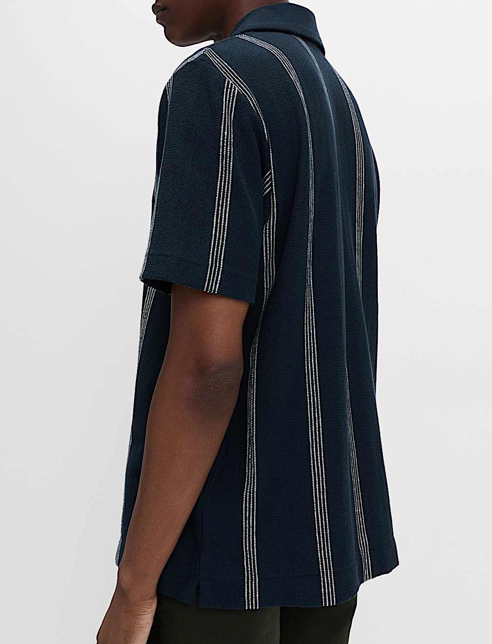 Pure Cotton Striped Revere Polo Shirt