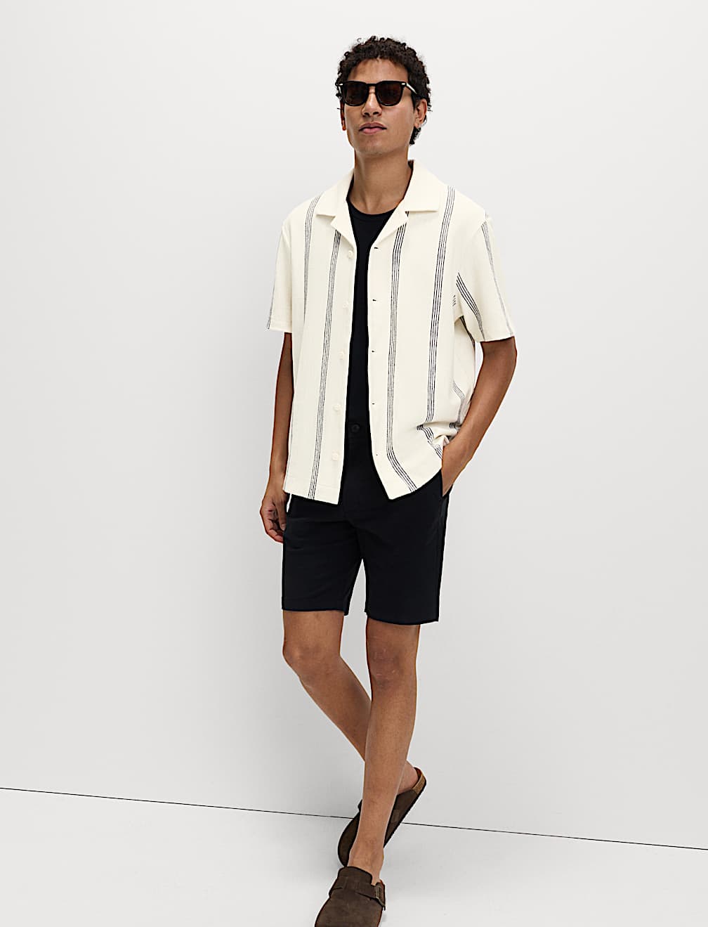 Pure Cotton Striped Revere Polo Shirt