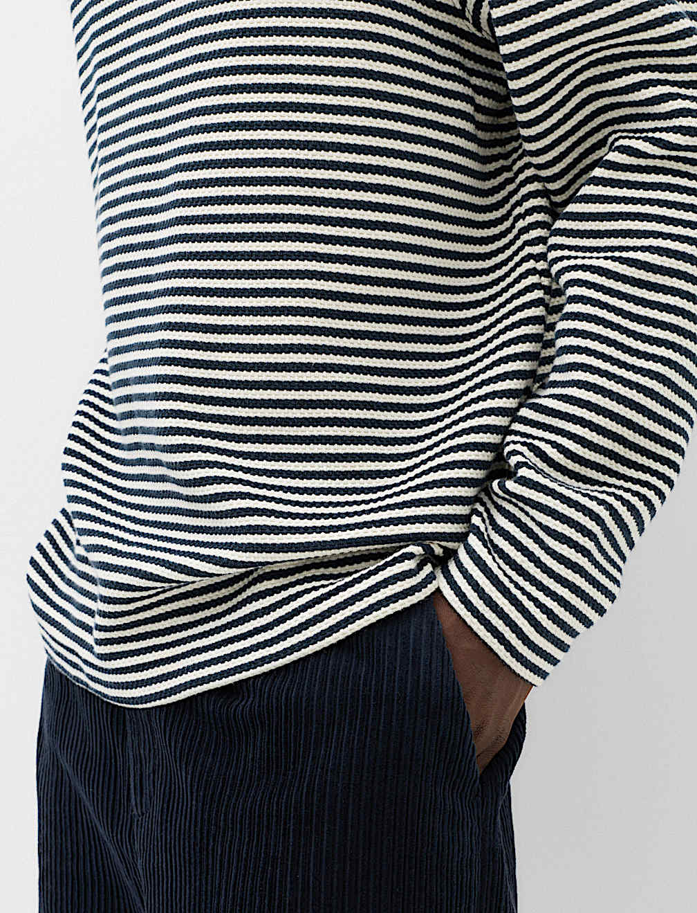 Pure Cotton Half Zip Striped Polo Shirt