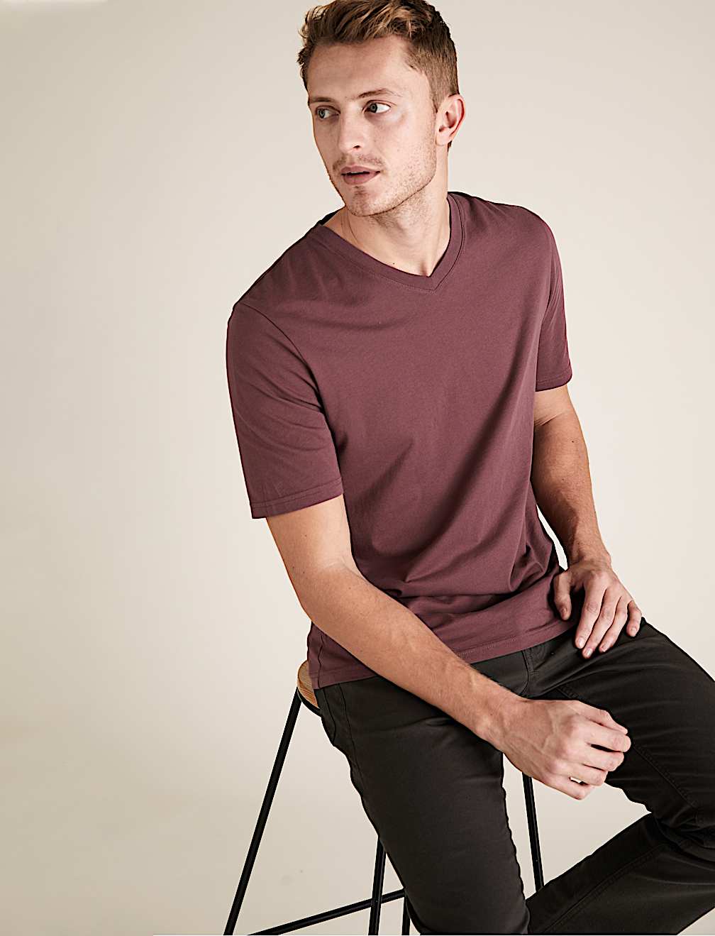 Pure Cotton V-Neck T-Shirt