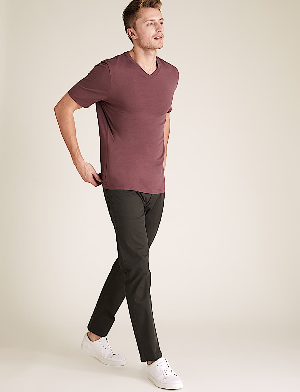 Pure Cotton V-Neck T-Shirt