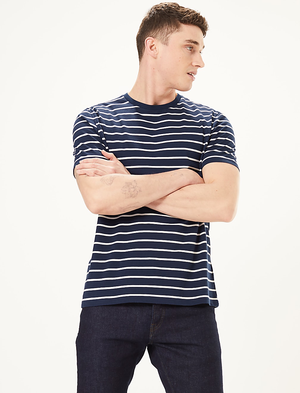 Pure Cotton Regular Fit Striped T-Shirt