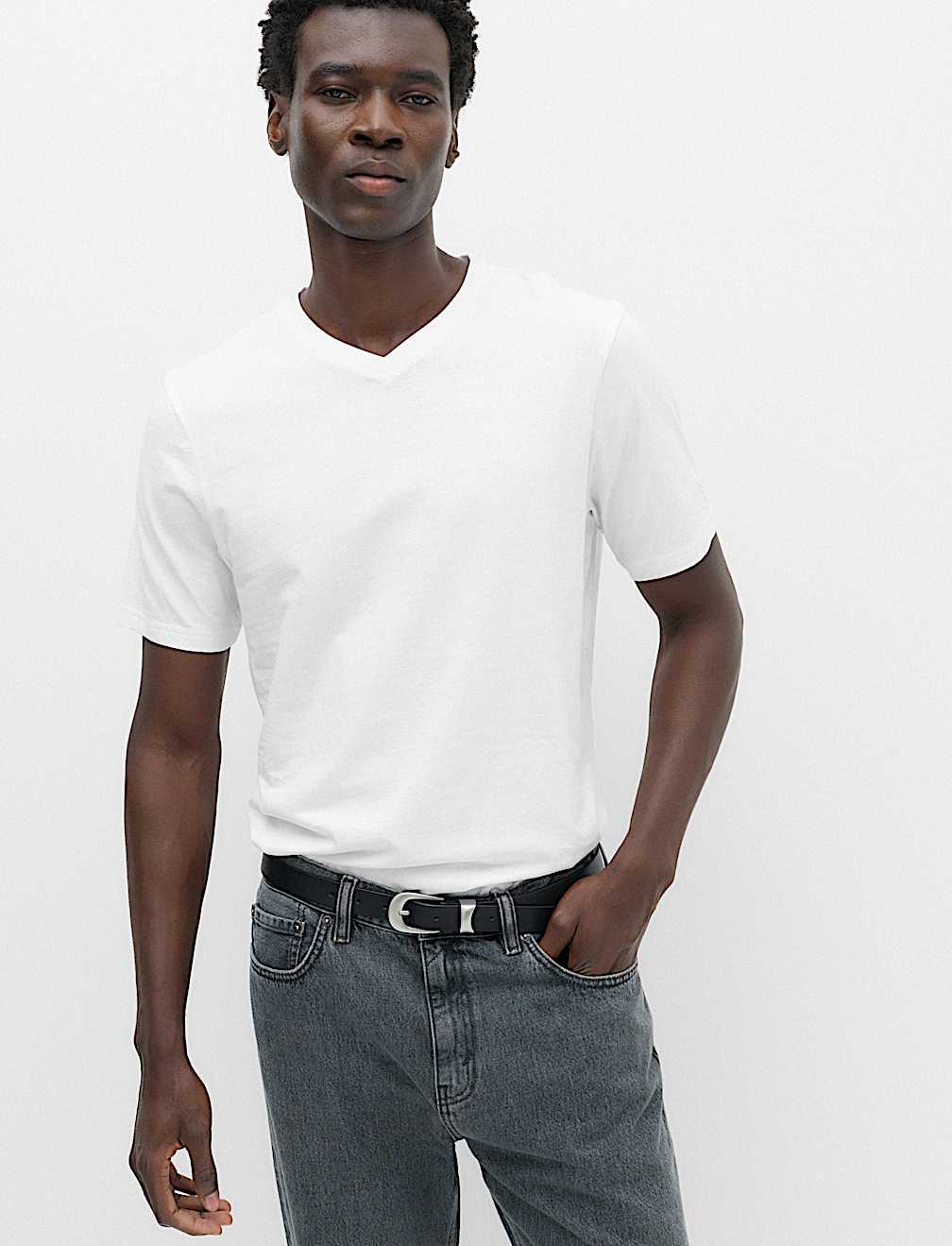 Pure Cotton V Neck T-Shirt