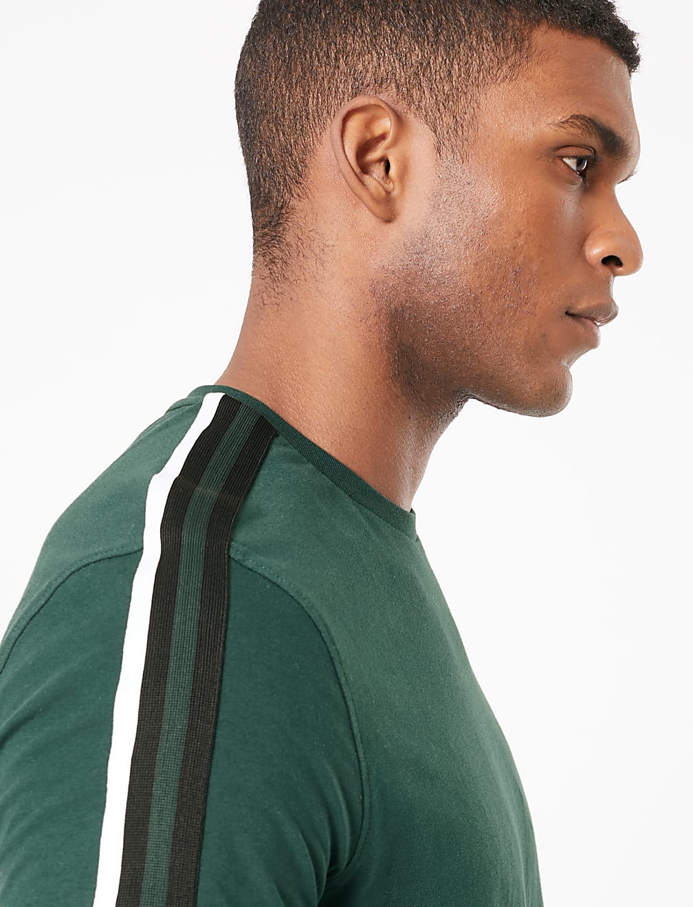 Pure Cotton Shoulder Stripe T-Shirt