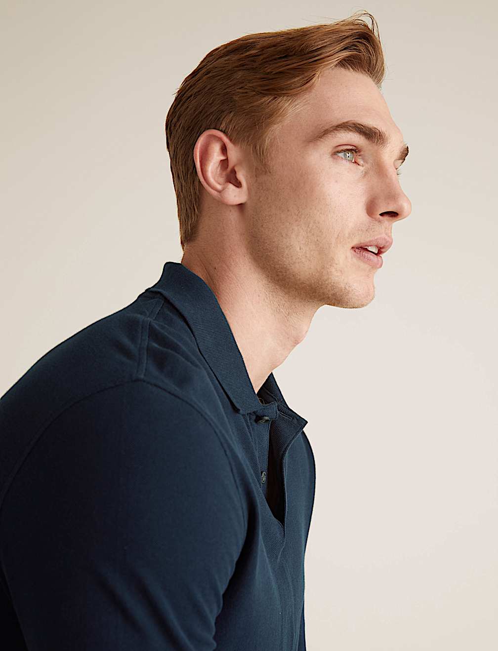 Pure Cotton Long Sleeve Polo Shirt