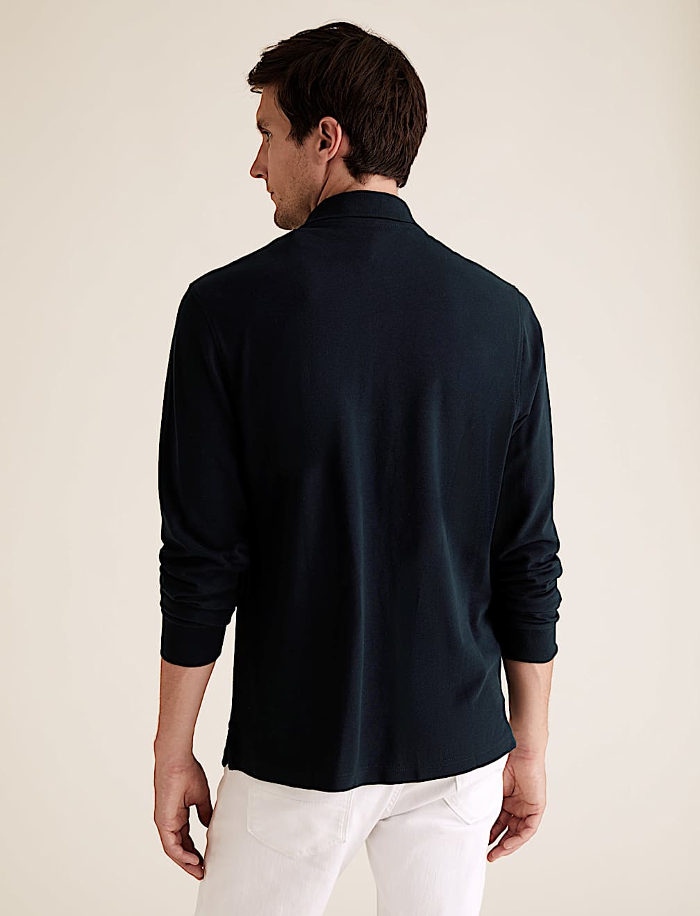 Pure Cotton Long Sleeve Polo Shirt