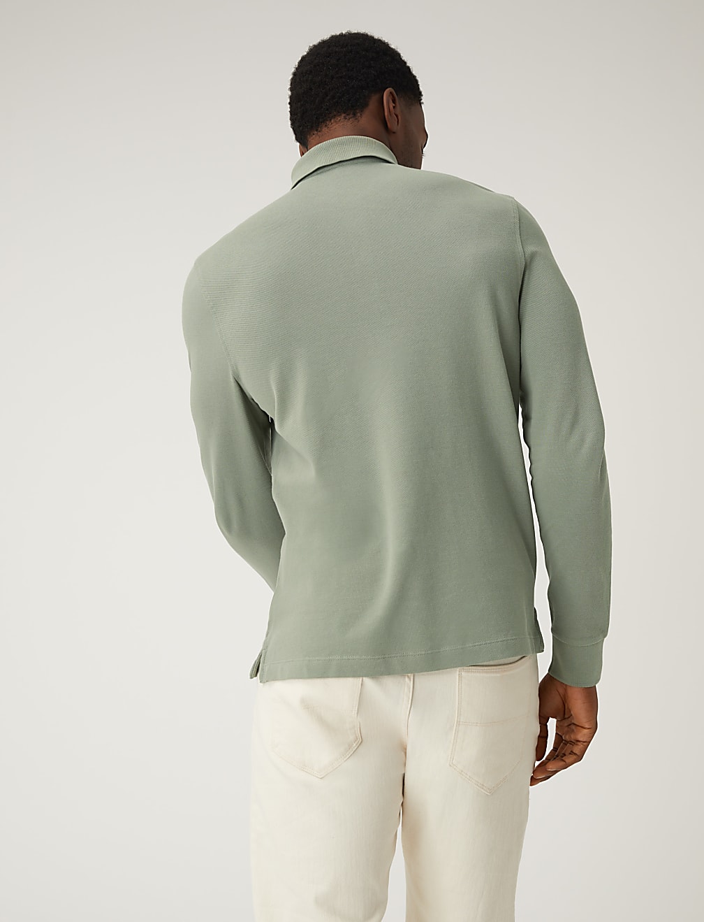 Pure Cotton Long Sleeve Polo Shirt