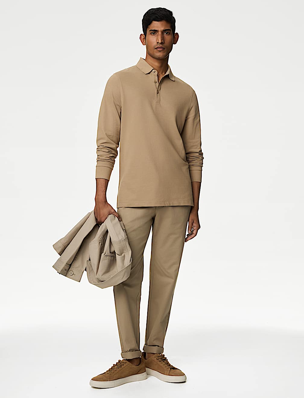 Pure Cotton Long Sleeve Polo Shirt