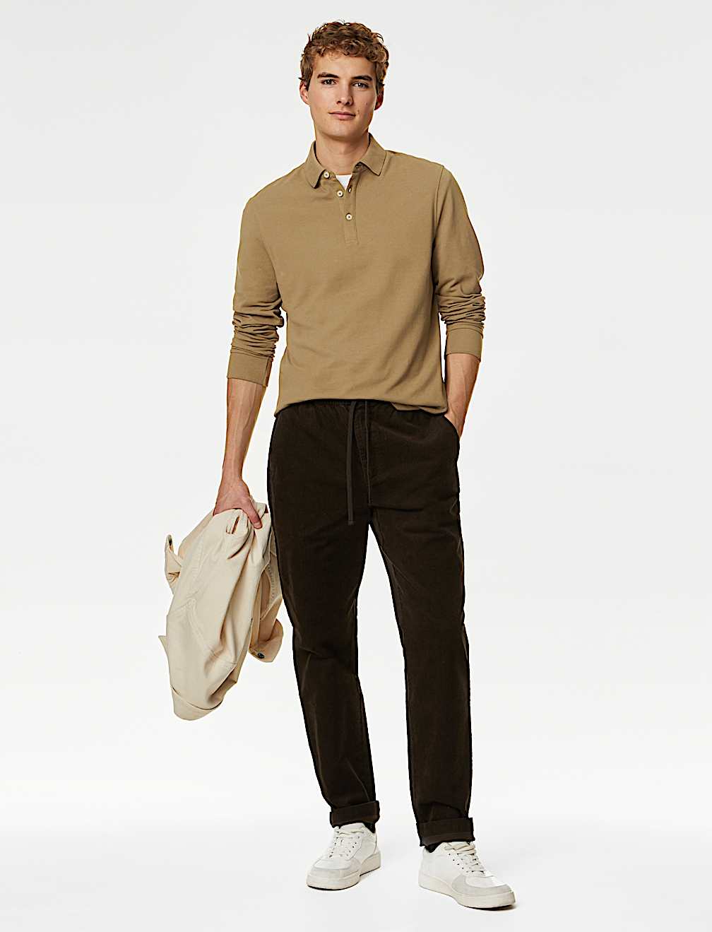 Pure Cotton Long Sleeve Polo Shirt
