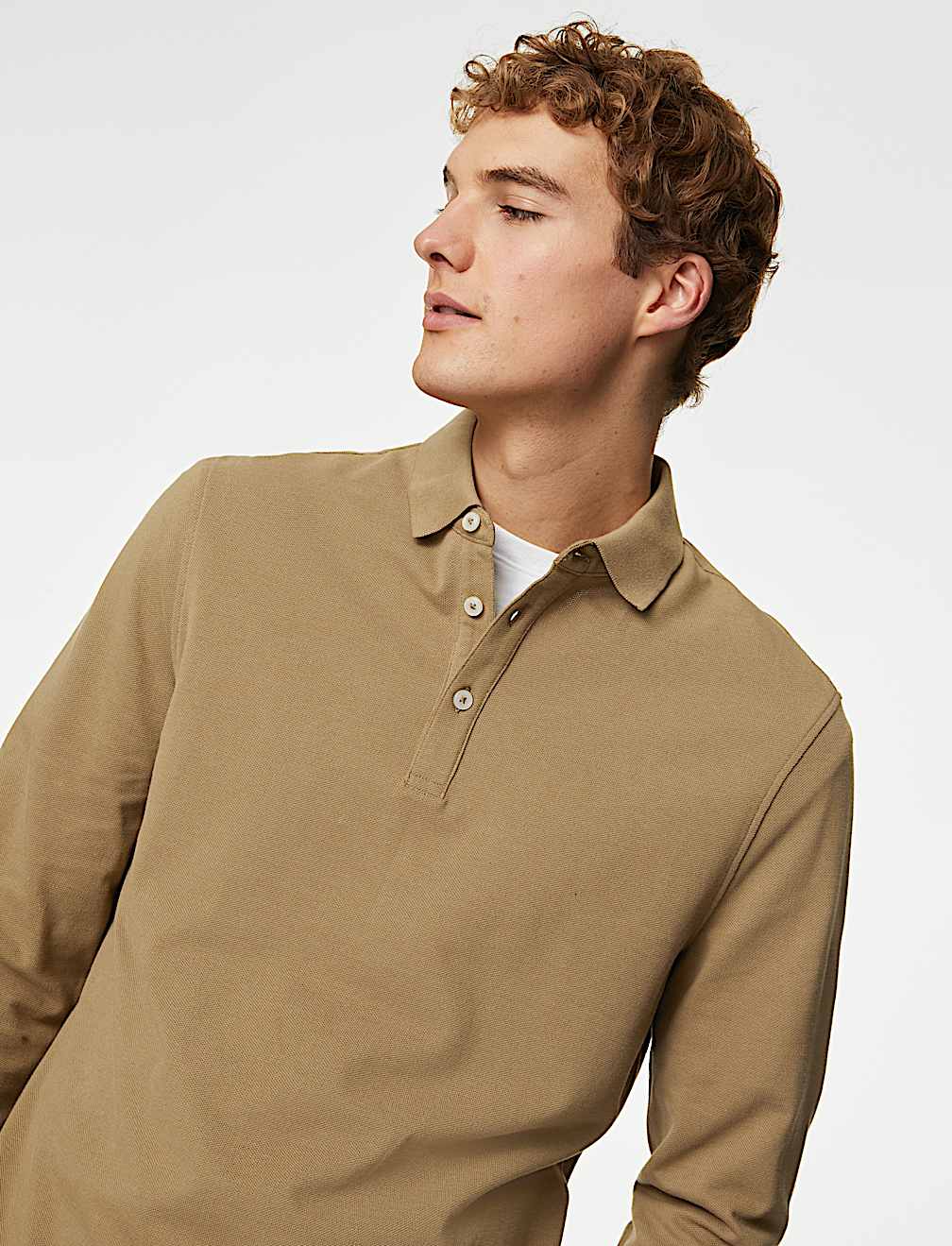 Pure Cotton Long Sleeve Polo Shirt