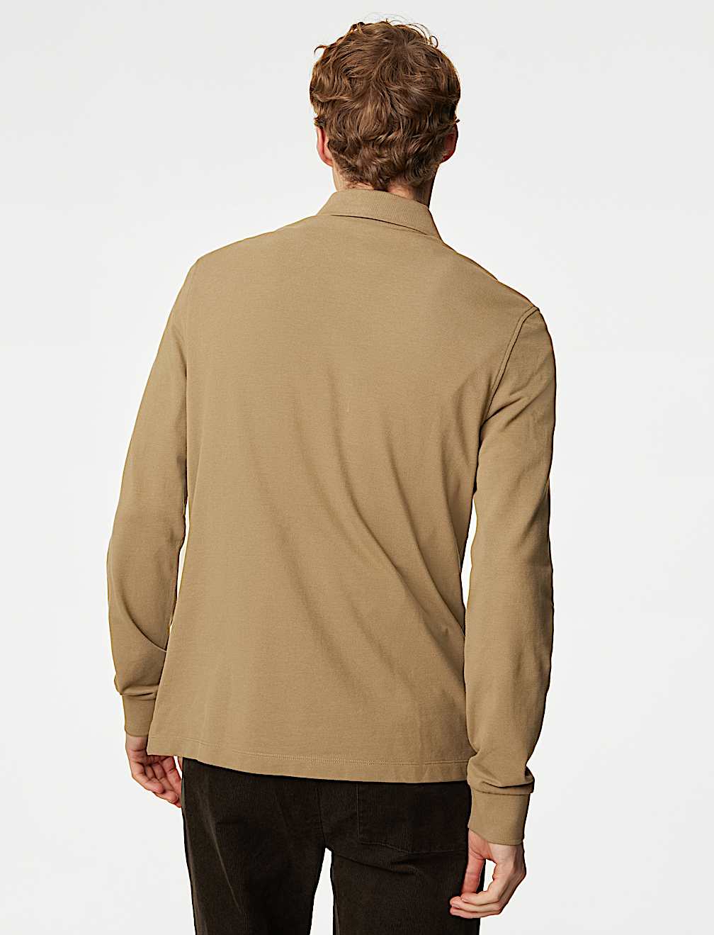 Pure Cotton Long Sleeve Polo Shirt