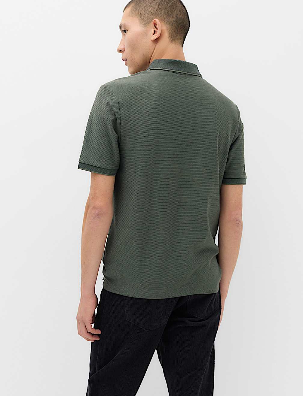 Cotton Rich Striped Short Sleeve Polo Shirt