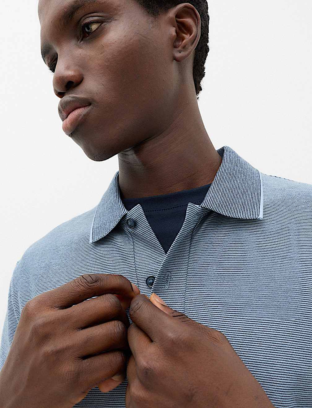 Cotton Rich Striped Short Sleeve Polo Shirt