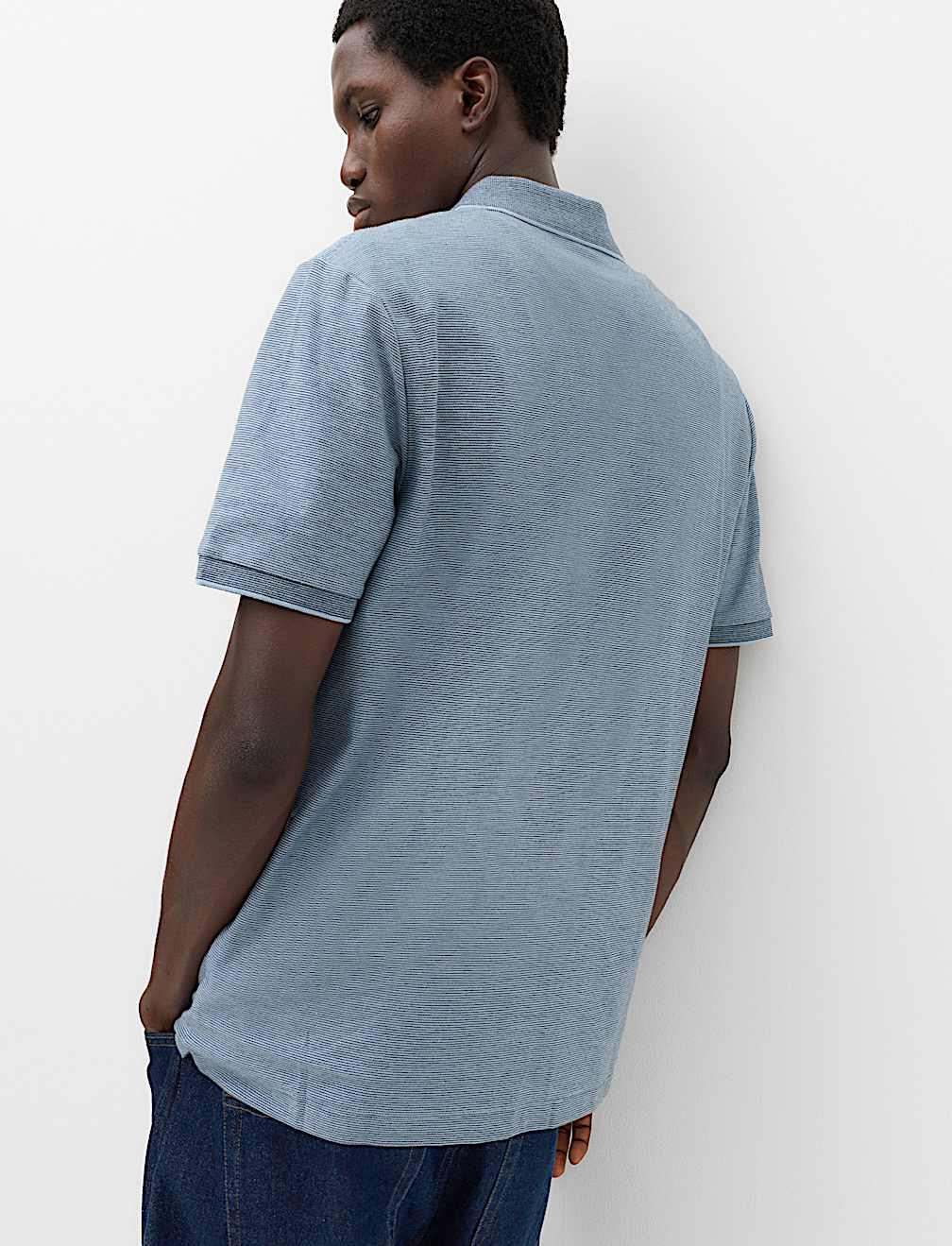 Cotton Rich Striped Short Sleeve Polo Shirt