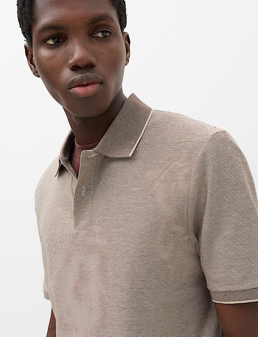 Cotton Rich Striped Short Sleeve Polo Shirt