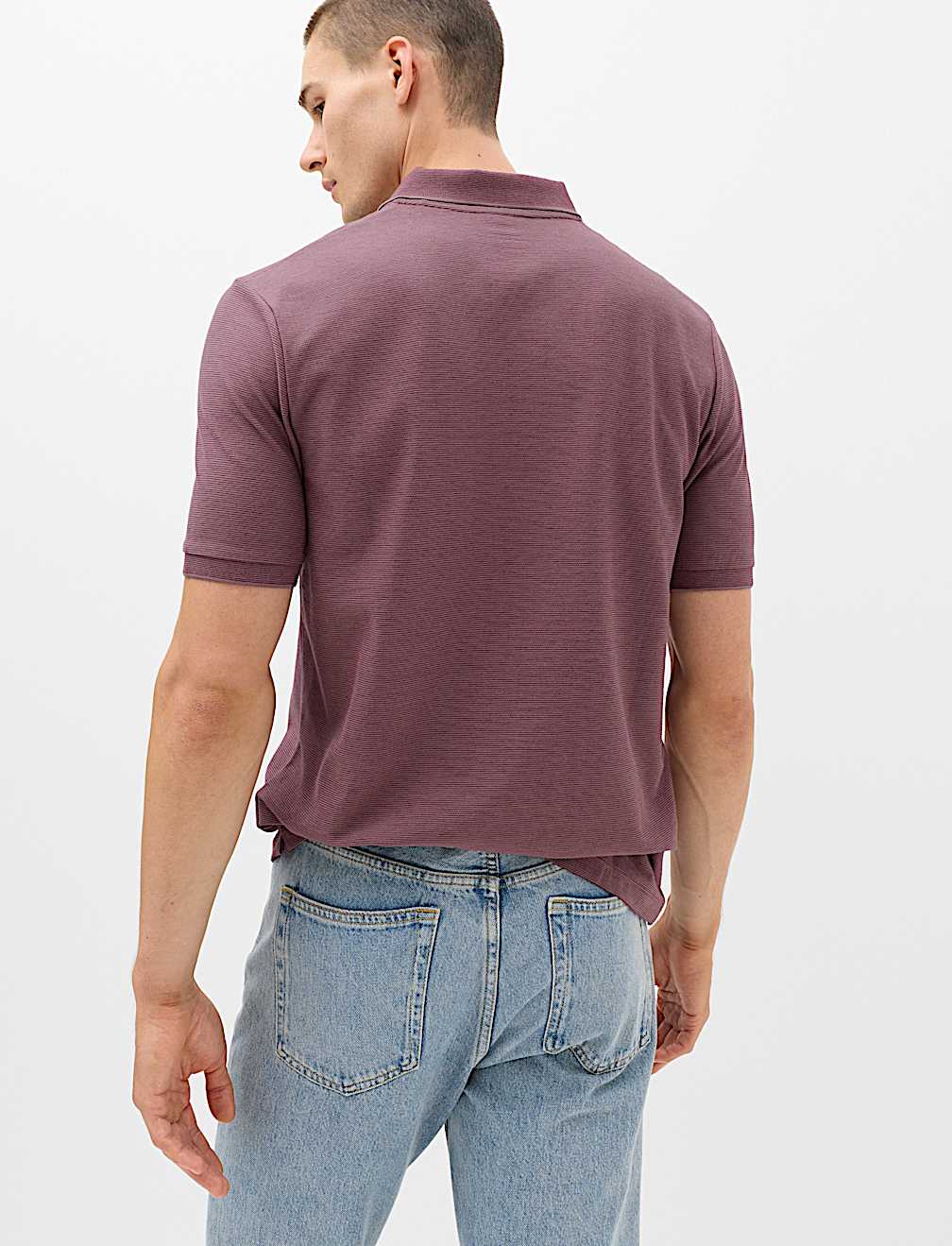 Cotton Rich Striped Short Sleeve Polo Shirt