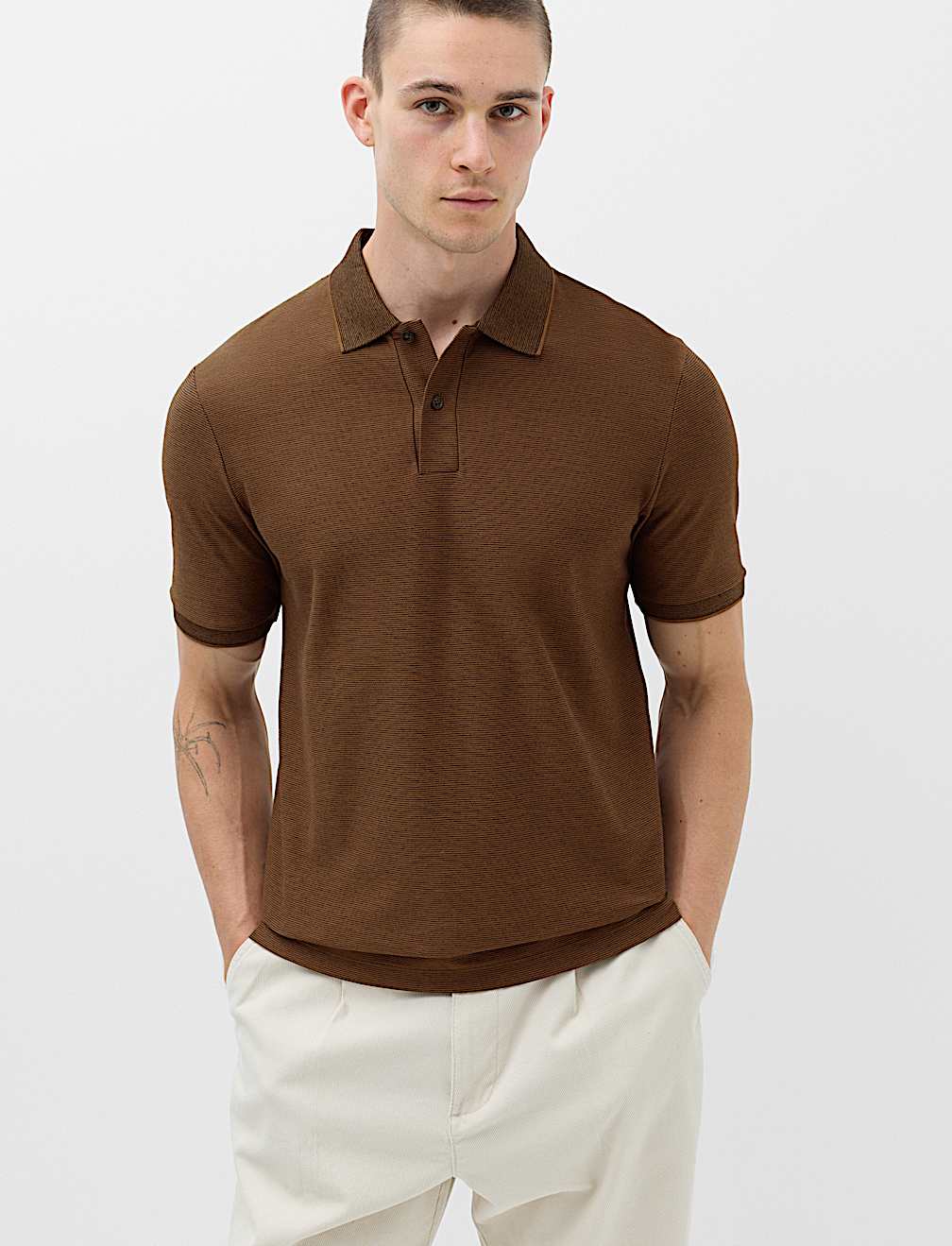 Cotton Rich Striped Short Sleeve Polo Shirt