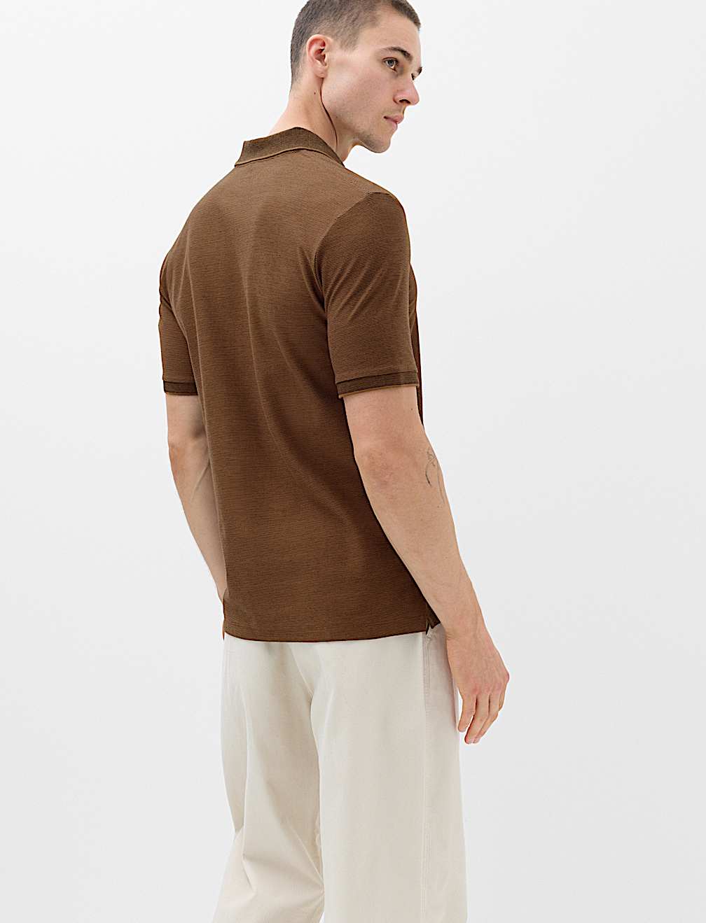 Cotton Rich Striped Short Sleeve Polo Shirt